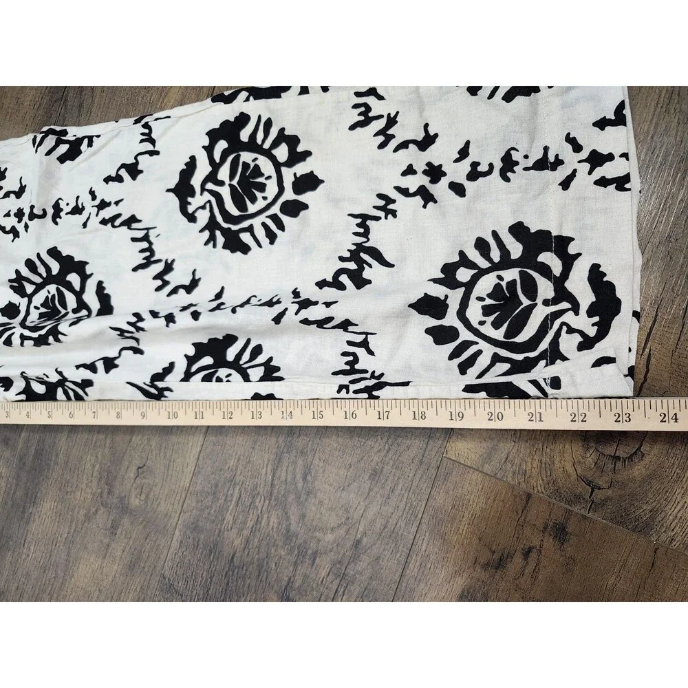 Christian Siriano Womens Small Linen Blend Wide Leg Palazzo Pants Black Cream